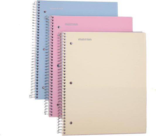 Office Durable Spiral Notebooks, 1 Subject, (Spring Pink, Sun Yellow, Arctic Ice, Wide Ruled 3Pk)