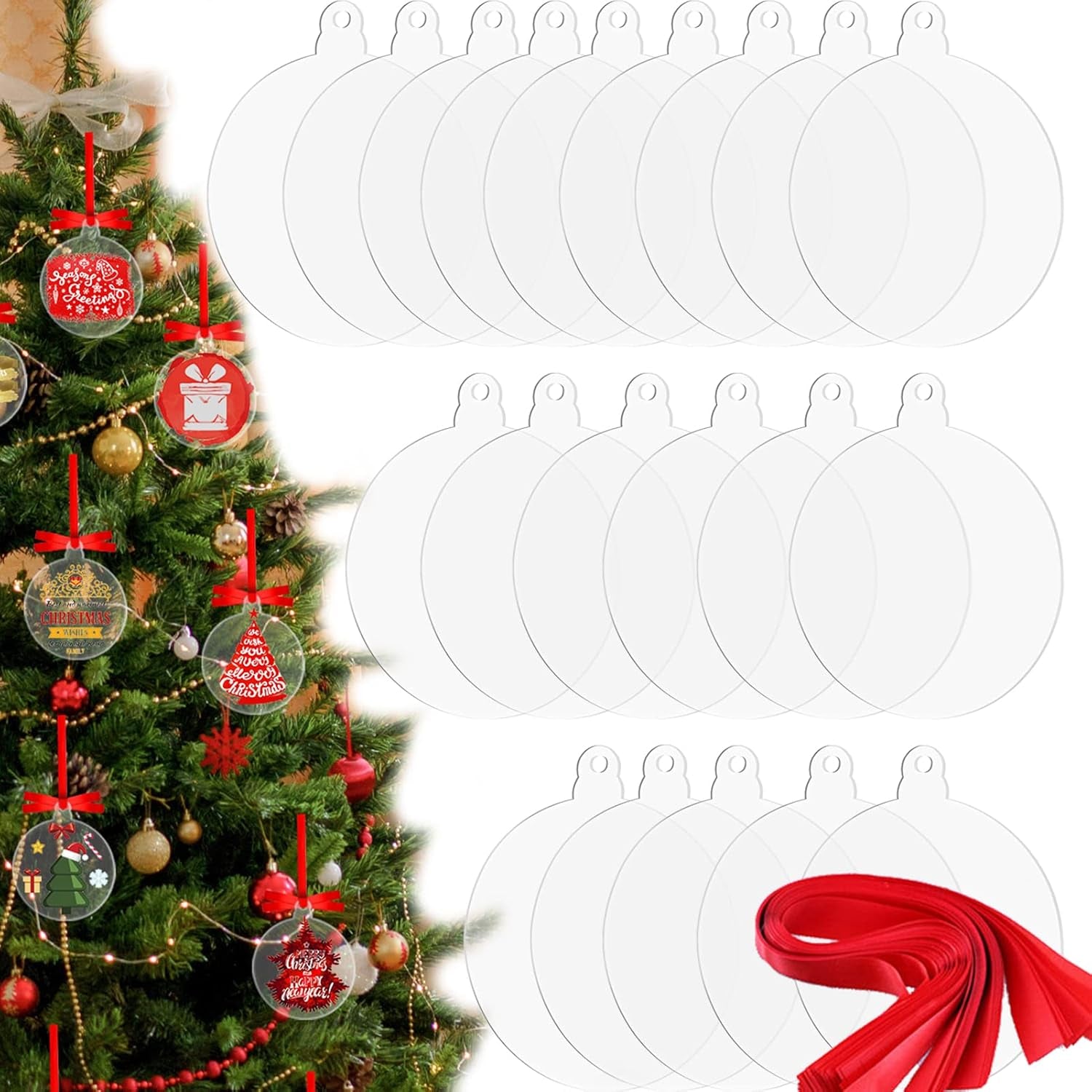 Acrylic Blanks Ornaments 20Pcs 3 Inch Clear Hexagon Acrylic Christmas Blank Ornament Bulk 2024 DIY Ornament Blanks Kit Acrylic Discs for Painting Vinyl DIY Christmas Ornament Family Kids Crafts