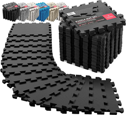 Gym Flooring Set - Interlocking EVA Soft Foam Floor Mat, 18 Pieces Puzzle Rubber Tiles Protective Ground Surface Protection, Play Workout Exercise Mats Underlay Matting Sports Pool Home Fitness Garage