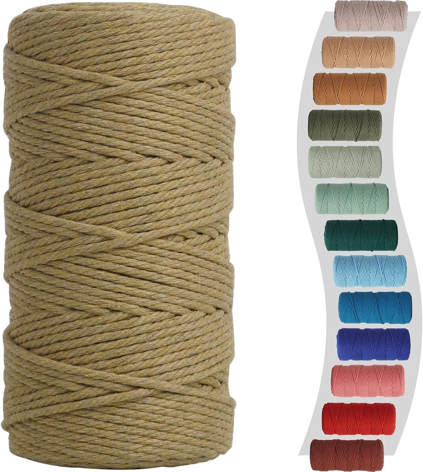 Sage Macrame Cord 3Mm X 220Yards, Colored Cotton Cord, Macrame Rope Macrame Yarn, Colorful Cotton Craft Cord for Macrame Plant Hangers, Macrame Wall Hanging, DIY Crafts