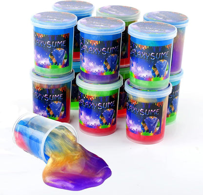 Marbled Starry Slime, 24 Pack Colorful Sludgy Gooey Fidget Kit for Sensory and Tactile Stimulation, Stress Relief, Prize, Party Favor, Educational Game - Kids, Boys, Girls
