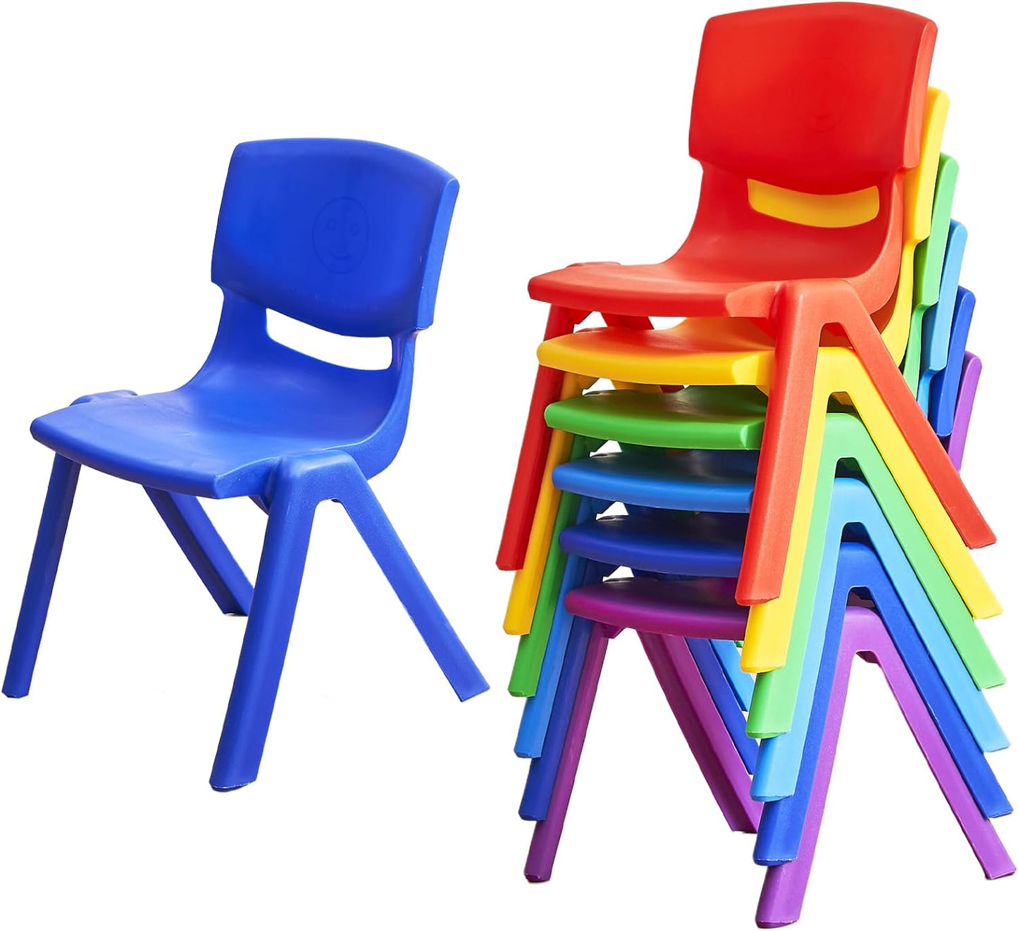 12Pcs Stackable School Chairs, Colorful Kids Plastic Chair for Toddlers with 12'' Seat, Kids Flexible Seating for Classroom Elementary, School, Daycare, Outdoor, Classroom Furniture (12PCS)