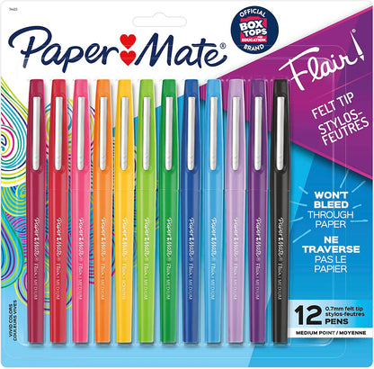 Felt Tip Pens Flair Marker Pens, Medium Point, Assorted, 24 Count