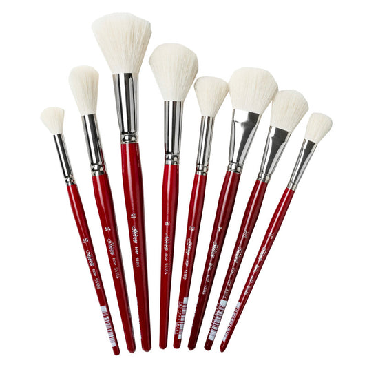 Silver Mops Round and Oval White, 8 Brushes
