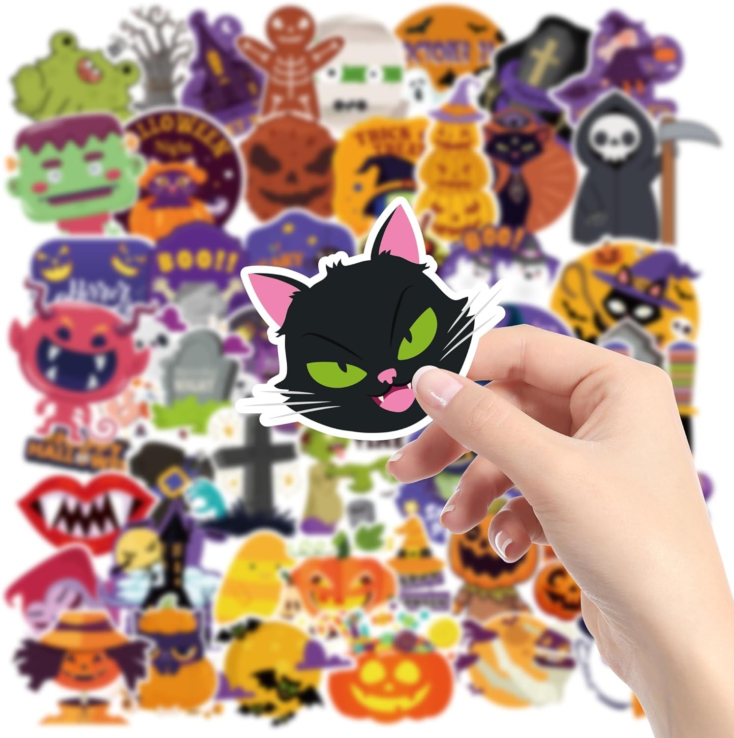 Halloween Stickers | 100 PCS Halloween Party Favors - Halloween Stickers for Kids - Vinyl Halloween Games Toys Gifts Party Supplies - Kids Halloween Crafts Accessories Treats Bulk for Classroom