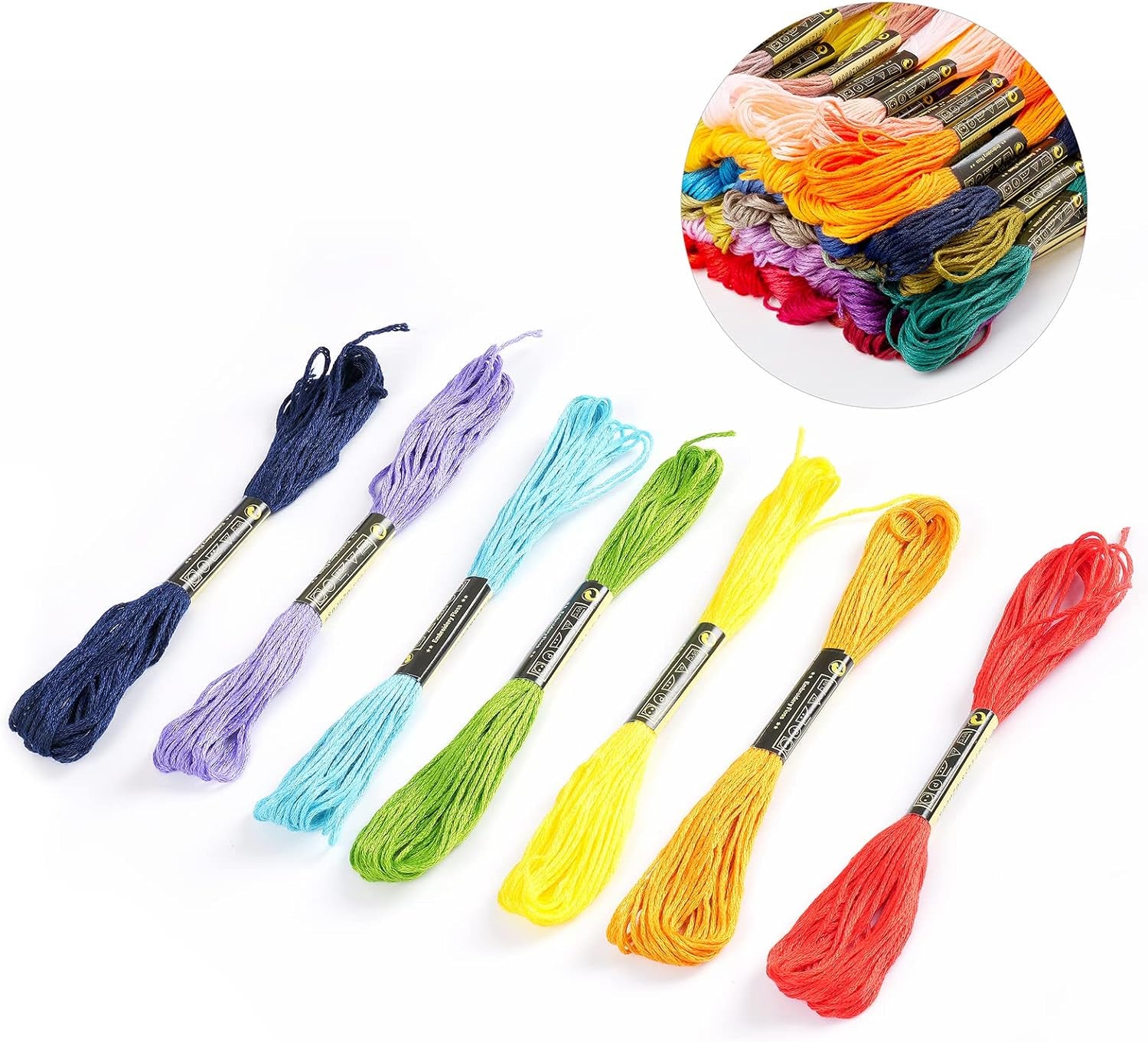 100 Skeins Professional Rainbow Color Embroidery Floss with 30 Pcs Needles and I Pcs Threader, Embroidery Thread Kits for Cross Stitch, Bracelet Friendship and Craft Floss