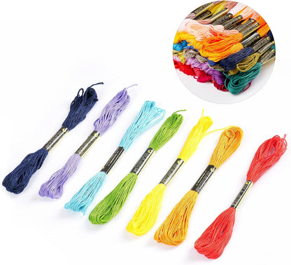 100 Skeins Professional Rainbow Color Embroidery Floss with 30 Pcs Needles and I Pcs Threader, Embroidery Thread Kits for Cross Stitch, Bracelet Friendship and Craft Floss