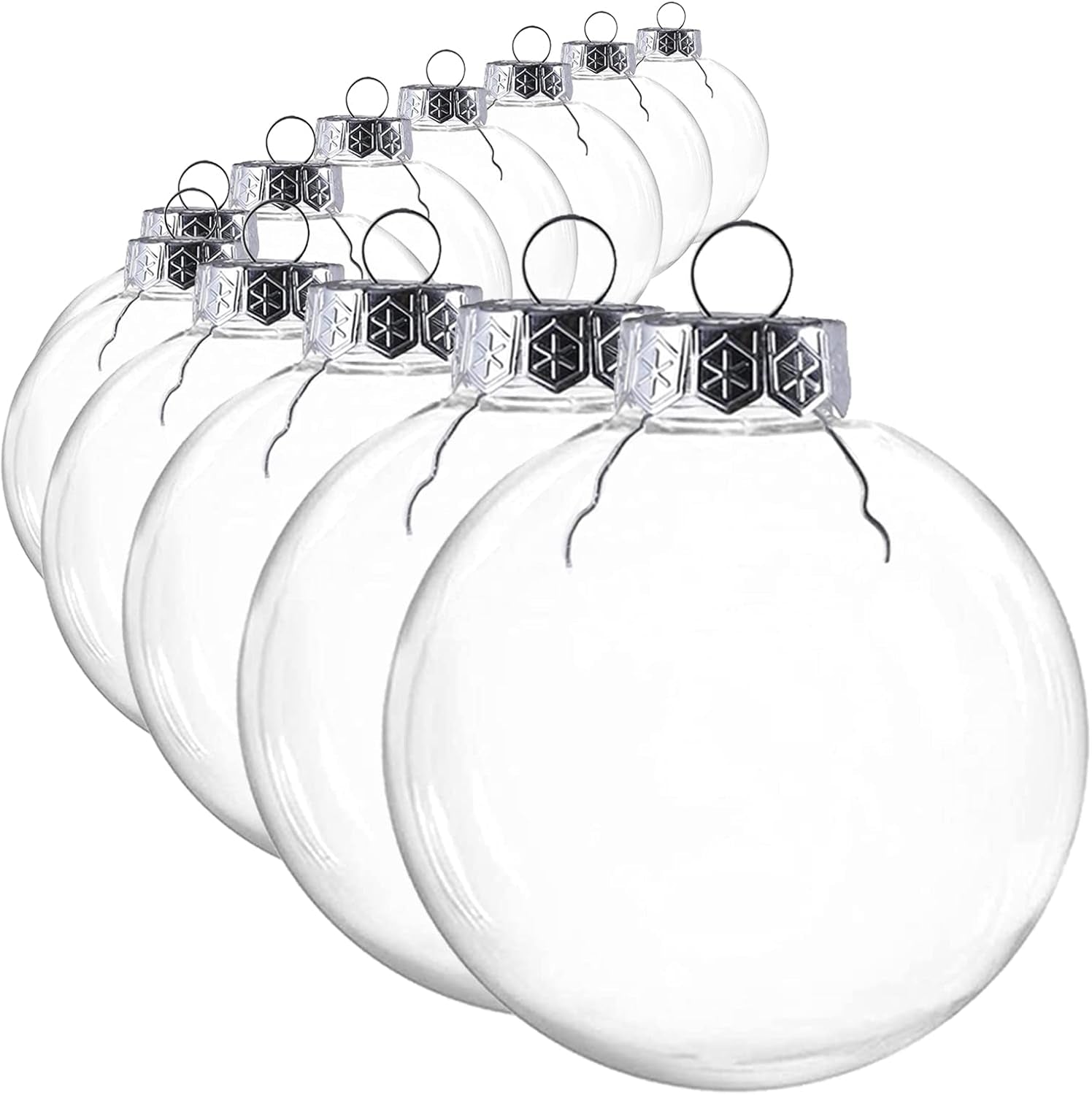 Clear Plastic Ornament Balls,Diy Fillable Christmas Ornaments Balls,Clear Plastic Fillable Ornament Ball - 12 PCS (Silver/3.15 Inch)