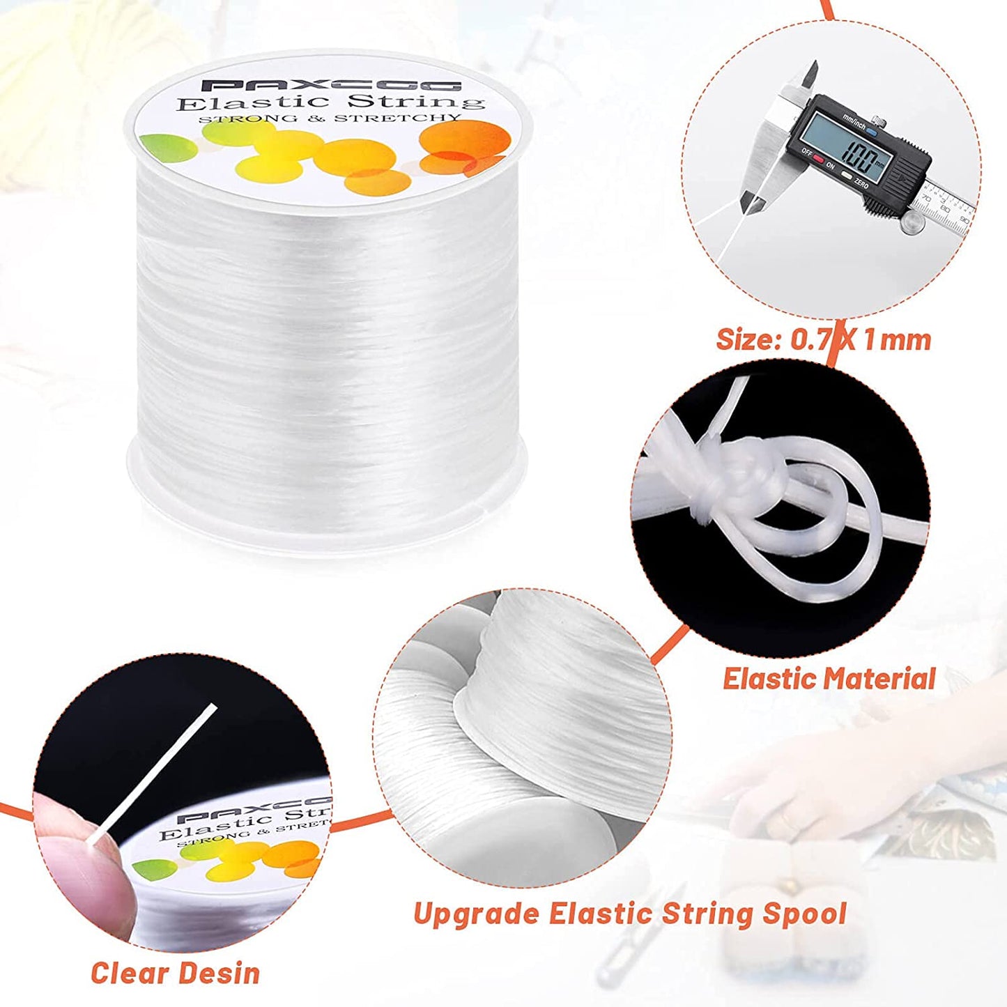 1Mm Elastic Bracelet String Cord Stretch Bead Cord for Jewelry Making and Bracelet Making White