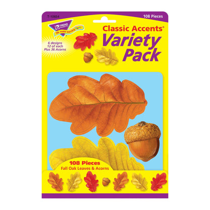 Fall Oak Leaves & Acorns Classic Accents® Variety Pack, 108 Per Pack, 3 Packs - Loomini