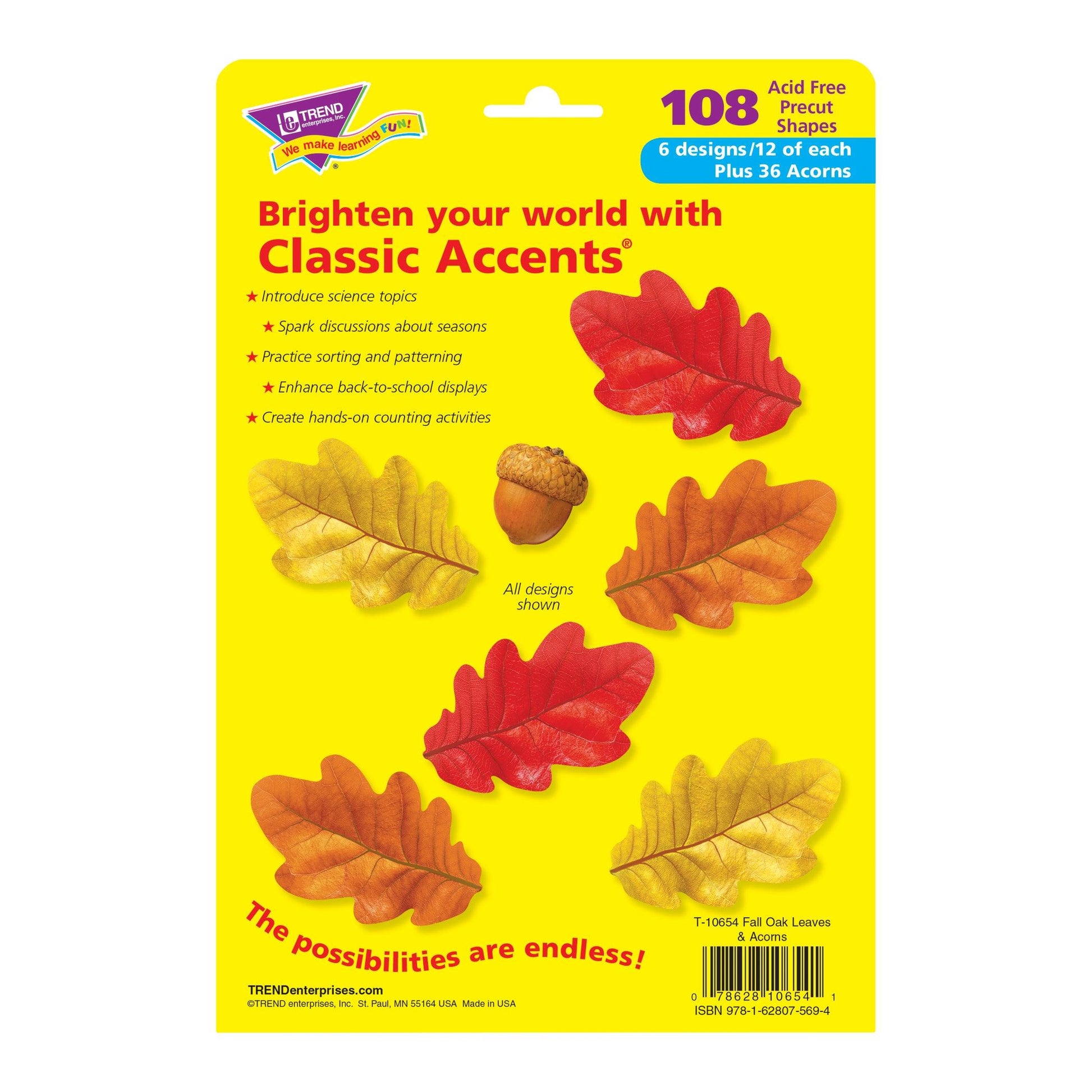 Fall Oak Leaves & Acorns Classic Accents® Variety Pack, 108 Per Pack, 3 Packs - Loomini