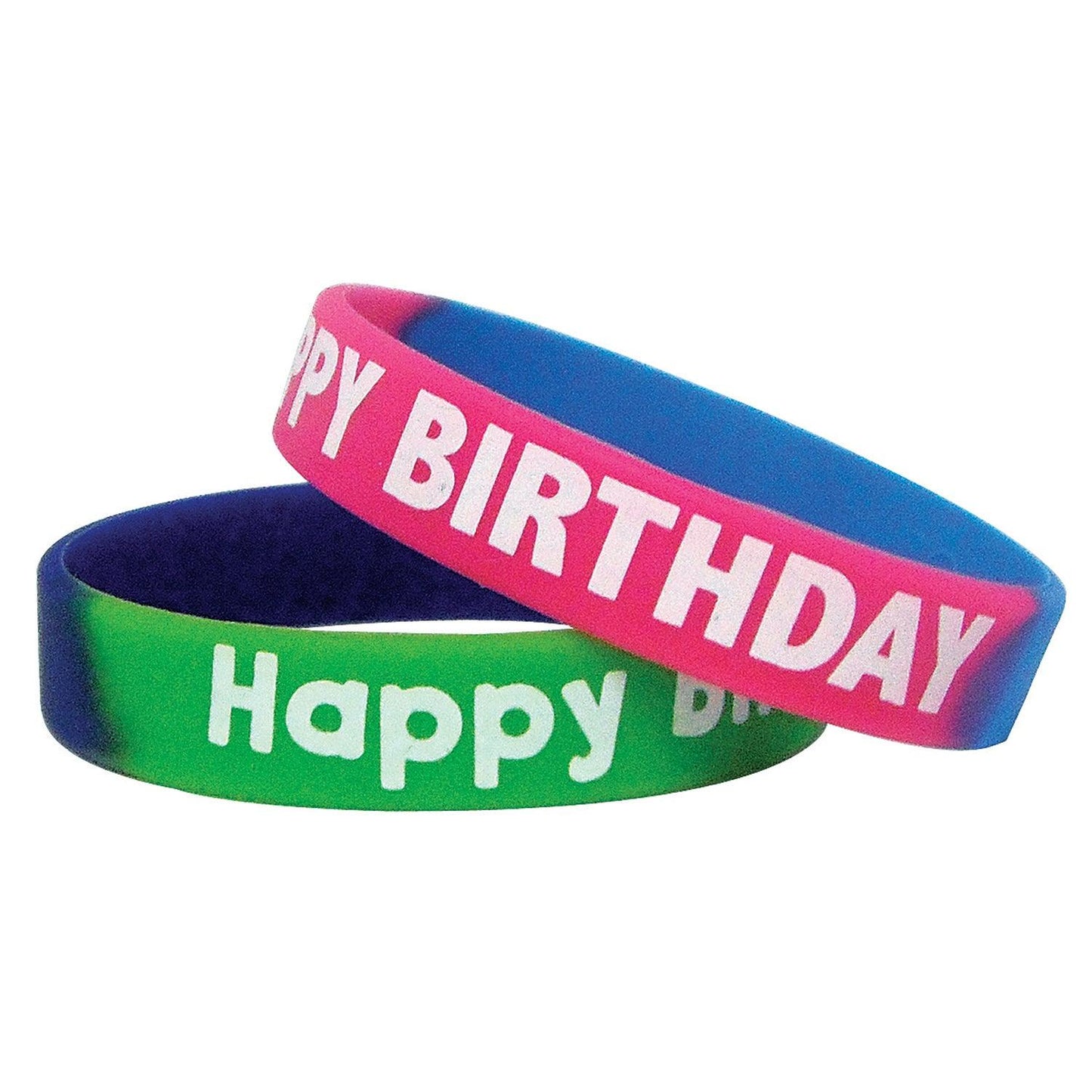 Fancy Happy Birthday Two-Toned Wristband Pack, 10 Per Pack, 3 Packs - Loomini