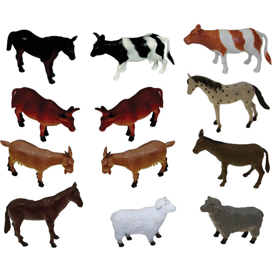 Farm Animals Playset, Set of 12 - Loomini