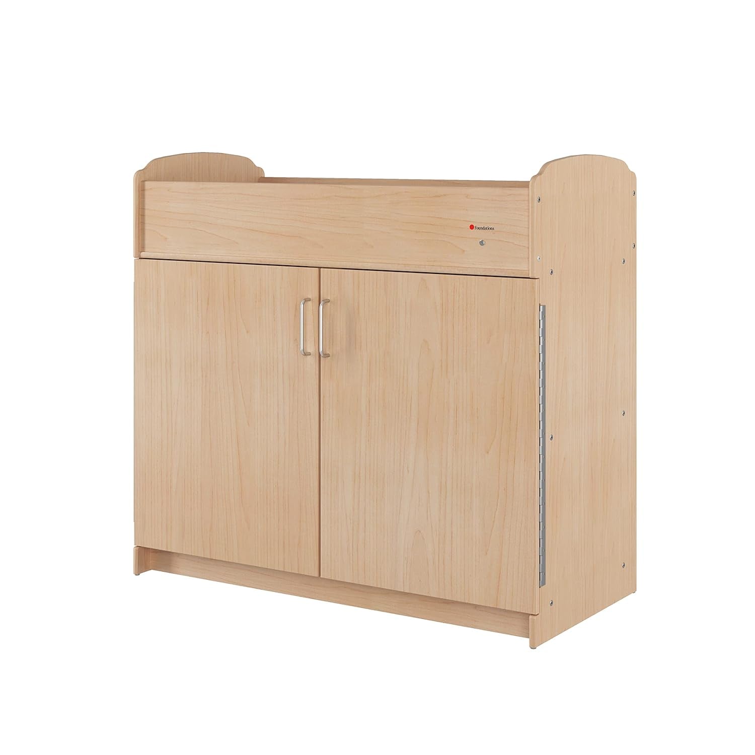 Serenity Daycare Changing Table with Storage Cubbies, Durable Wood Construction, Built-In Shelving for Ample Storage, Adjustable Safety Strap, Includes 1” Foam Mattress Pad (Natural)