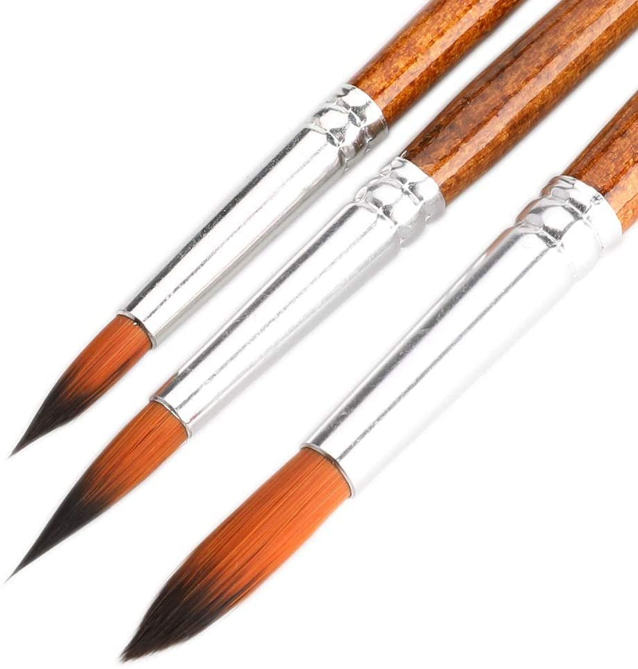 Artist Watercolor Paint Brushes, round Pointed Tip Paint Brushes Set, 12Pcs Different Sizes Detail Paint Brush for Watercolor, Acrylics, Ink, Gouache, Oil, Tempera (Brown)