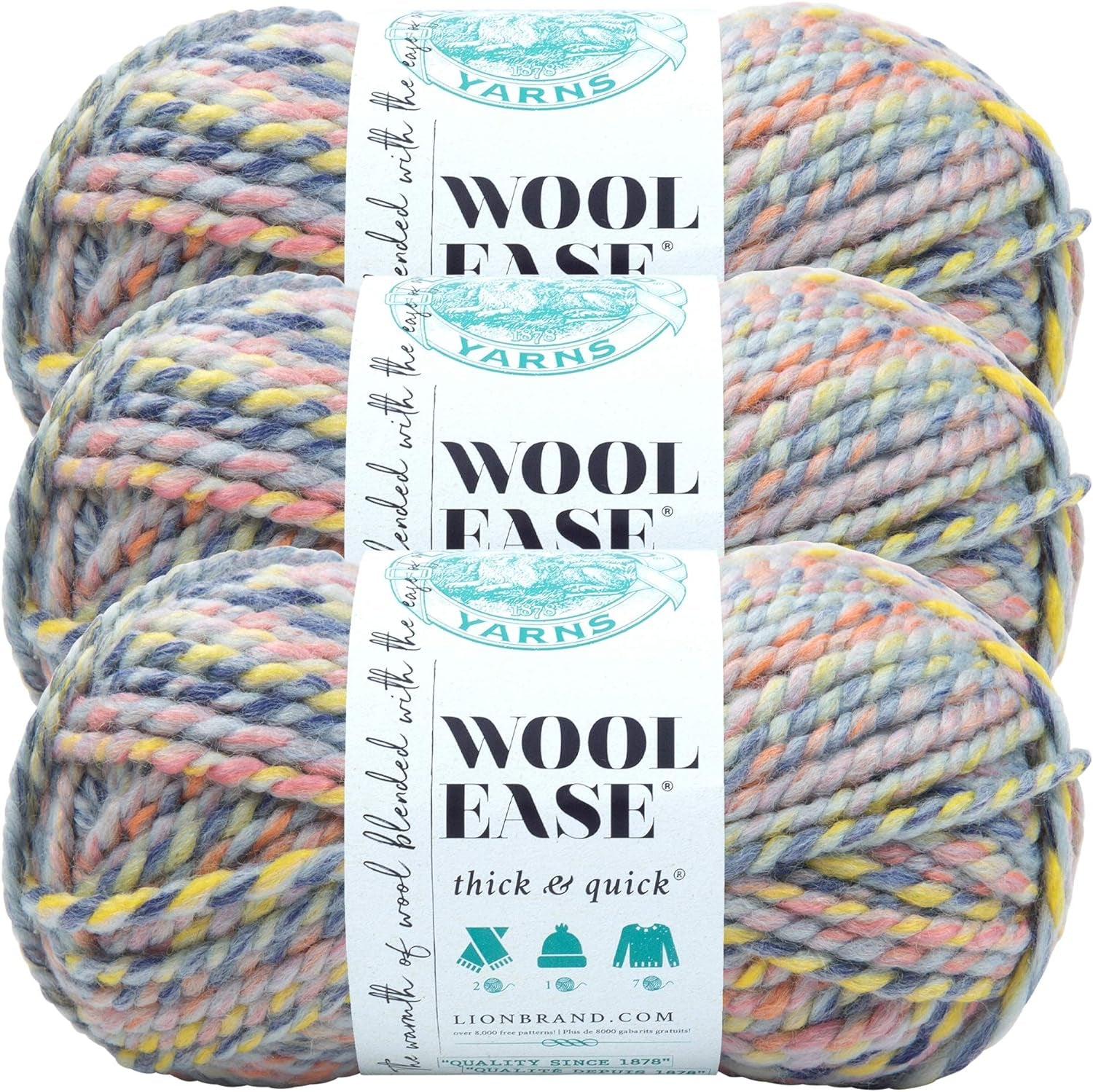 Wool-Ease Thick & Quick Yarn, Soft and Bulky Yarn for Knitting, Crocheting, and Crafting, 1 Skein, Fossil