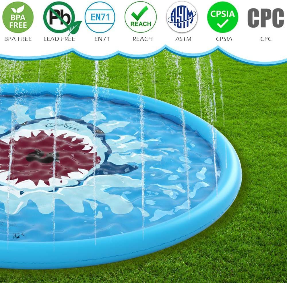 Splash Pad Sprinkler/ Play Mat for Kids, Outdoor Water Toys Inflatable for Baby Toddler Boys Girls Children Age 18+ Months ,Outside Backyard Dog Pool