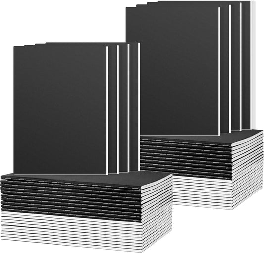 48 Pack Notebooks, Journals in Bulk, Blank Paper Sketchbooks, 72 Pages, 36 Sheets, 80GSM, 8.3X5.5 Inch, A5 Size, Travel Writing Notebooks Journal for Office School Supplies (48Pack, Black)