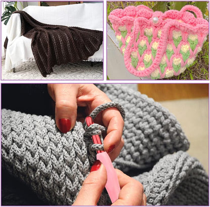 8 Mm Crochet Hook, Aluminum Soft Grip Rubber Handle Needles Ergonomic Knitting Needles Crochet Needle for Beginners and Handmade DIY Knitting Crochet (8 Mm)