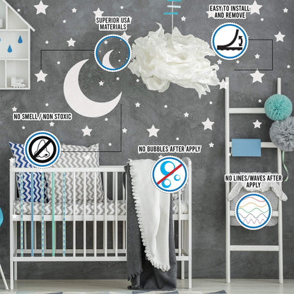 White Stars Stickers   Space Themed Bedroom Constellation Wallpaper Decor Decal