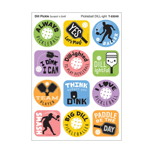 Pickleball Pride, Dill Pickle Scent Scratch 'n Sniff Stinky Stickers®, Pack of 48