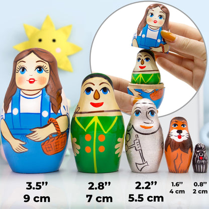 AEVVV Wizard of Oz Nesting Dolls Set of 5 pcs   Wood Wizard of Oz Dolls