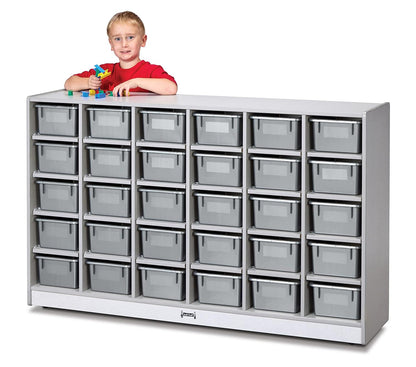 Rainbow Accents 0431JCWW000 30 Cubbie-Tray Mobile Storage - with Trays - Gray