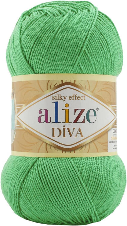 Diva Silk Effect 100% Microfiber Acrylic Yarn 1 Ball Skeins 100Gr 383Yds Color (361 - Navy)