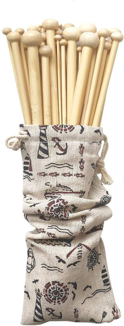 18 Pairs Smooth Bamboo Knitting Needles Set with Knitting Needle Case (36 Pcs - 18 Sizes: 2Mm – 10Mm)