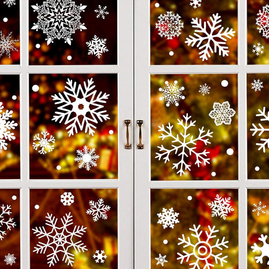 284 Pcs Christmas Window Clings Christmas Window Stickers Snowflake Window Clings Decals for Christmas Decorations Holiday Decorations Ornaments Party Supplies 9 Sheets