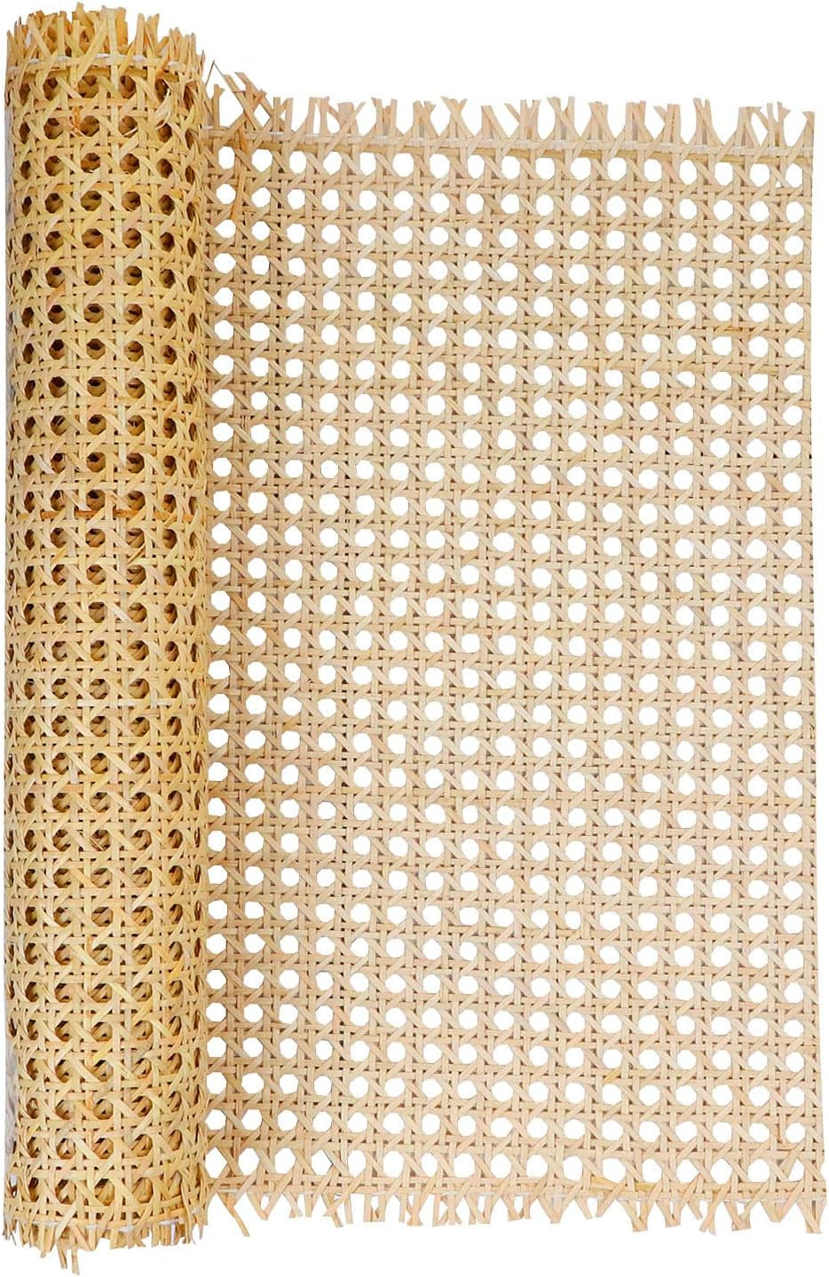 16" X5Ft Natural Rattan Cane Webbing, Woven Open Mesh Cane Net Roll for DIY Caning Furniture Decor Projects: Chair, Cabinet, Ceiling and Door(59X17 In)