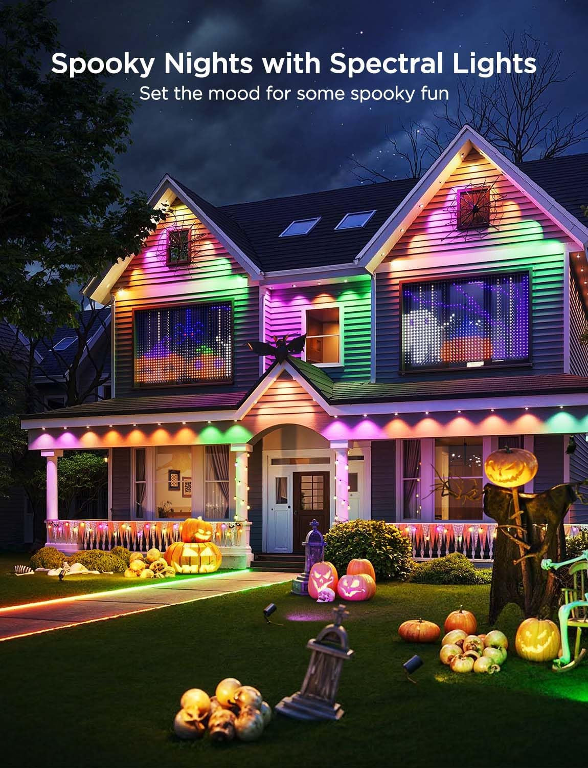 Smart Outdoor String Lights H7020, RGBIC Warm White 48Ft LED Bulbs, Wifi Patio Lights Work with Alexa, Google Assistant, APP Control, IP65 Waterproof for Halloween Decorations, Christmas