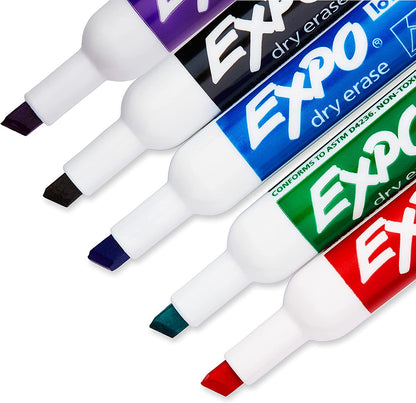 Low Odor Dry Erase Markers, Chisel Tip, Assorted, 36 Count