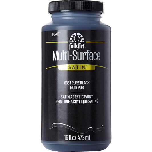 Acrylic Paint Multi-Surface Satin, 16oz., Pure Black