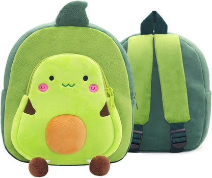 Toddler Backpack for Boys and Girls, Cute Soft Plush Animal Cartoon Mini Backpack Little for Kids 2-6 Years (Avocado)