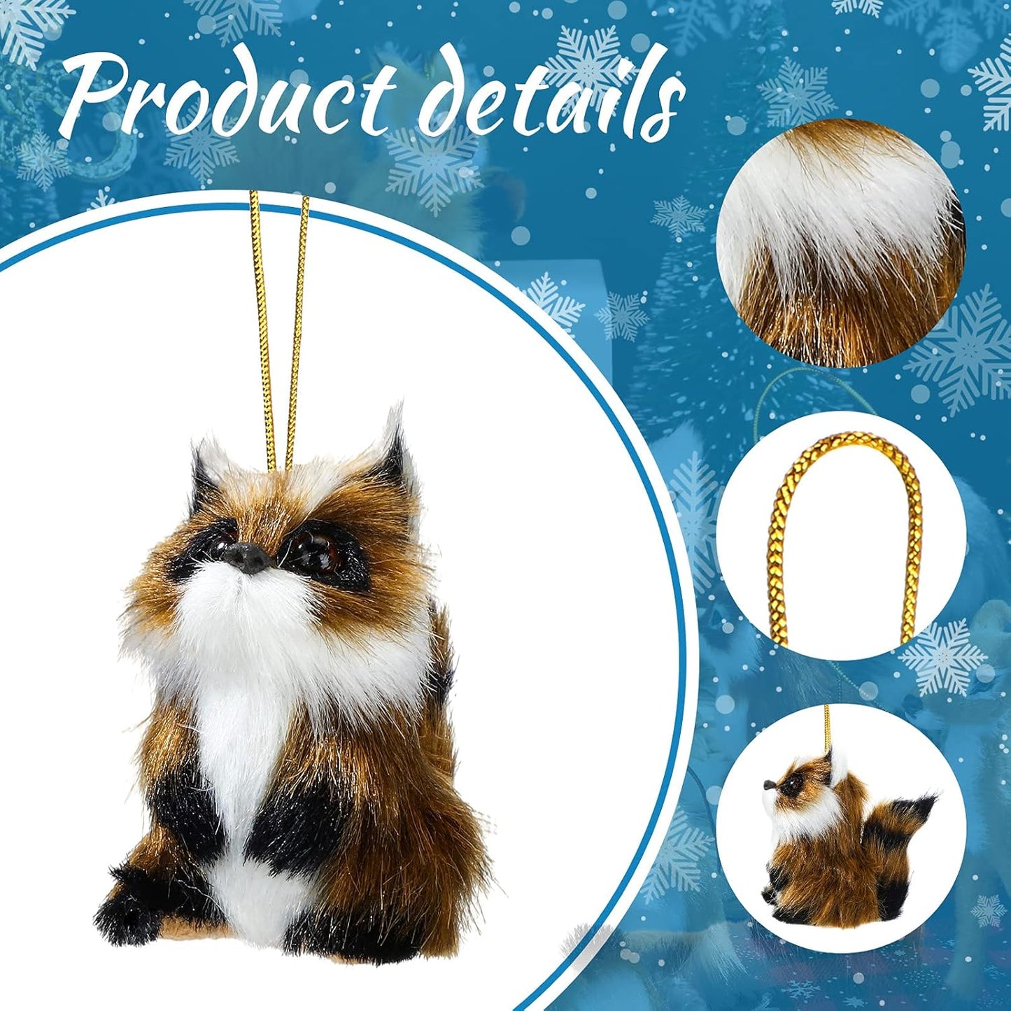 15 Pieces Animal Ornaments, Woodland Faux Fur Animal Hanging Ornament Bulk Plush Simulation Animal Fall Christmas Tree Ornaments for Home Backpack Party Holiday Decoration(Various Animals)