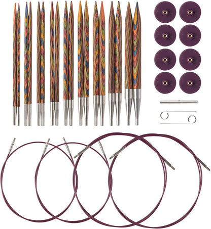 Options Wood Interchangeable Knitting Needle Set - US 4-11 (Rainbow)