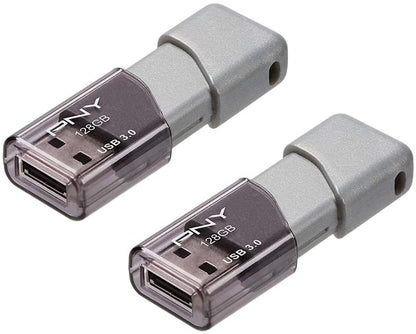 128GB Turbo Attaché 3 USB 3.0 Flash Drive, 2-Pack, Silver