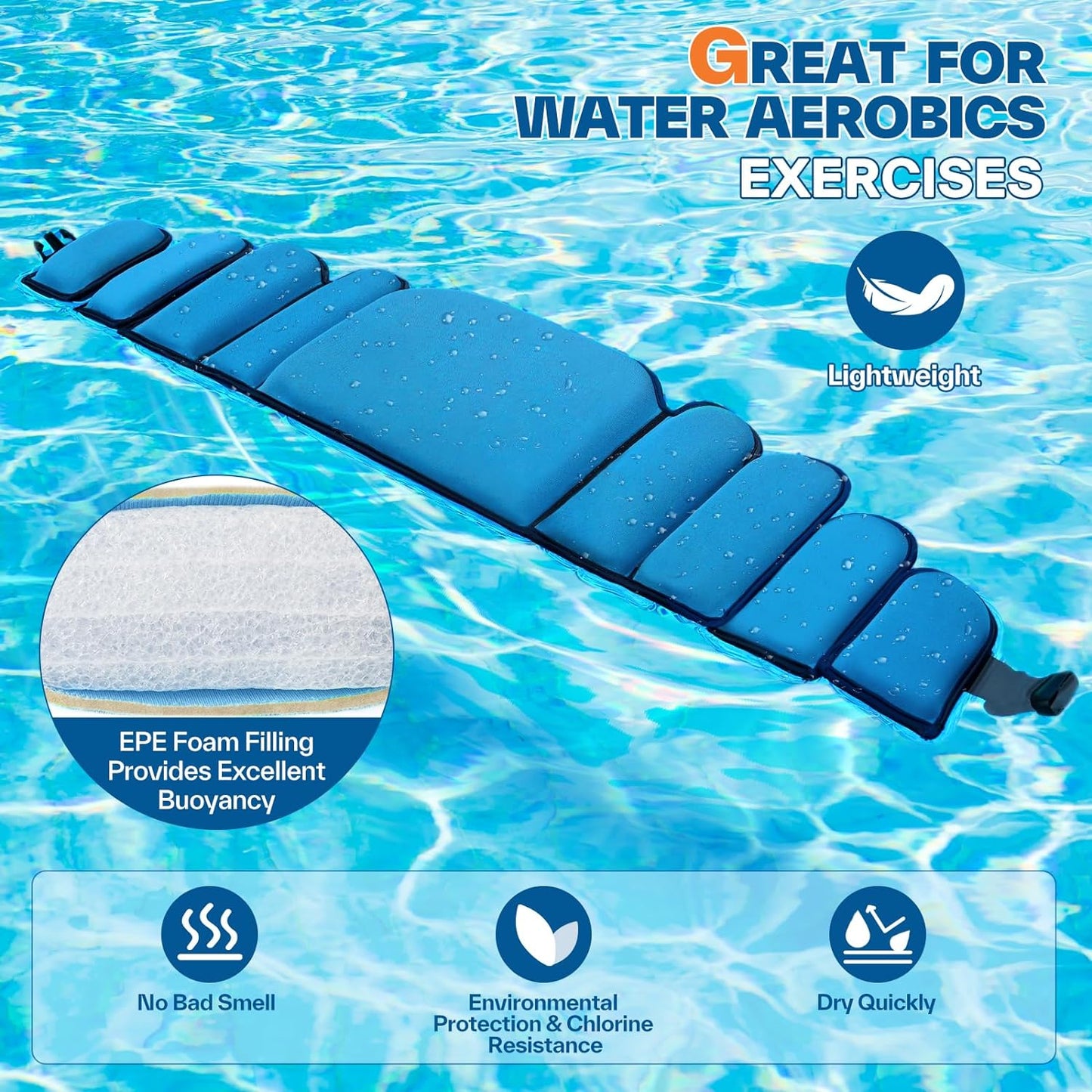 Aqua Belt Water Aerobics Equipment:  Aqua Float Belts Swimming Pool Exercise Set with Adjustable Buoyancy Blocks Jogger Floatation Belt for Adults Youth Aquatic Fitness Training