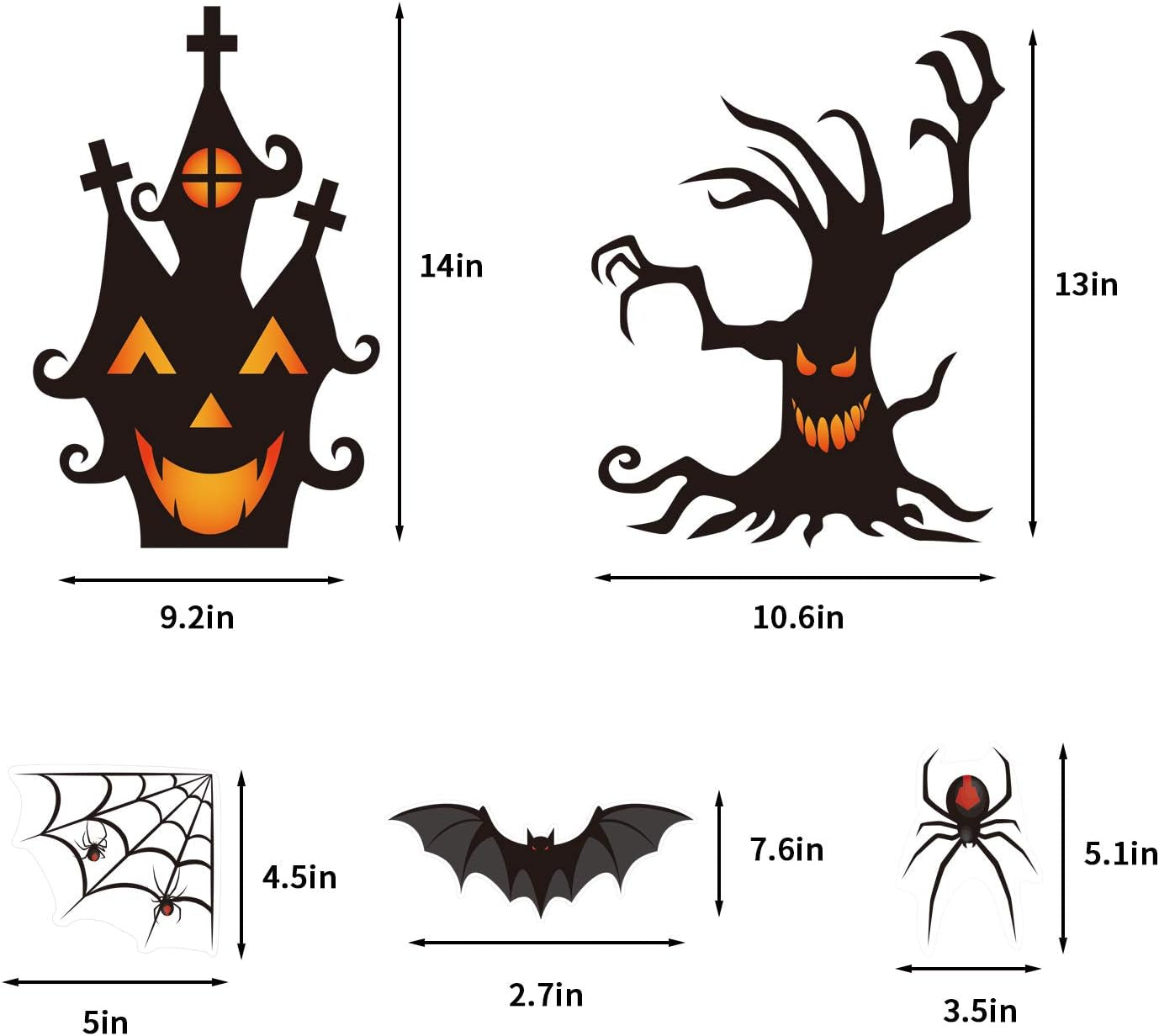 90 Pieces Halloween Window Clings Static Window Stickers with PVC Bats Spider Web Window Decals for Halloween Party Decoration Favors Supplies