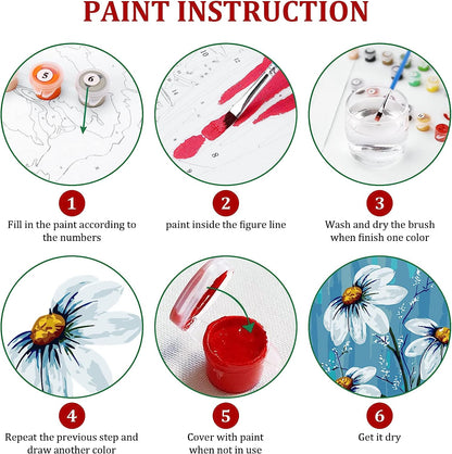 Paint by Numbers for Adults Beginner & Kids Ages 8-12 with Wooden Frame Easy Acrylic on Canvas 9X12 Inch with Paints and Brushes, Vase Flower(Include Framed)