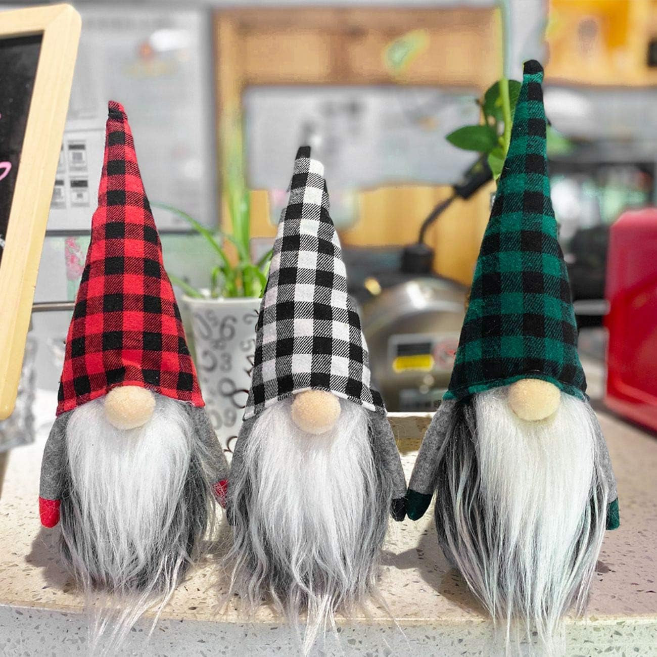 Gnomes Christmas Decorations 3PC Handmade Santa Scandinavian Tomte Plush Gnom, Home Tabletop Ornaments Christmas Gnome Decor for Adults.