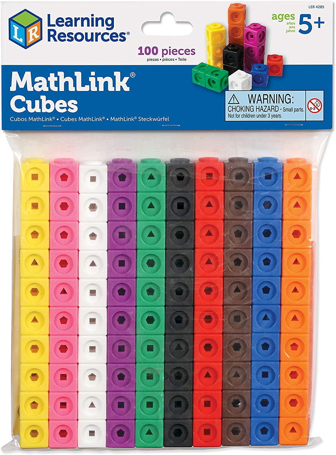 Mathlink Cubes - Set of 100 Cubes, Ages 5+ Kindergarten, STEM Activities, Math Manipulatives, Homeschool Supplies, Teacher Supplies