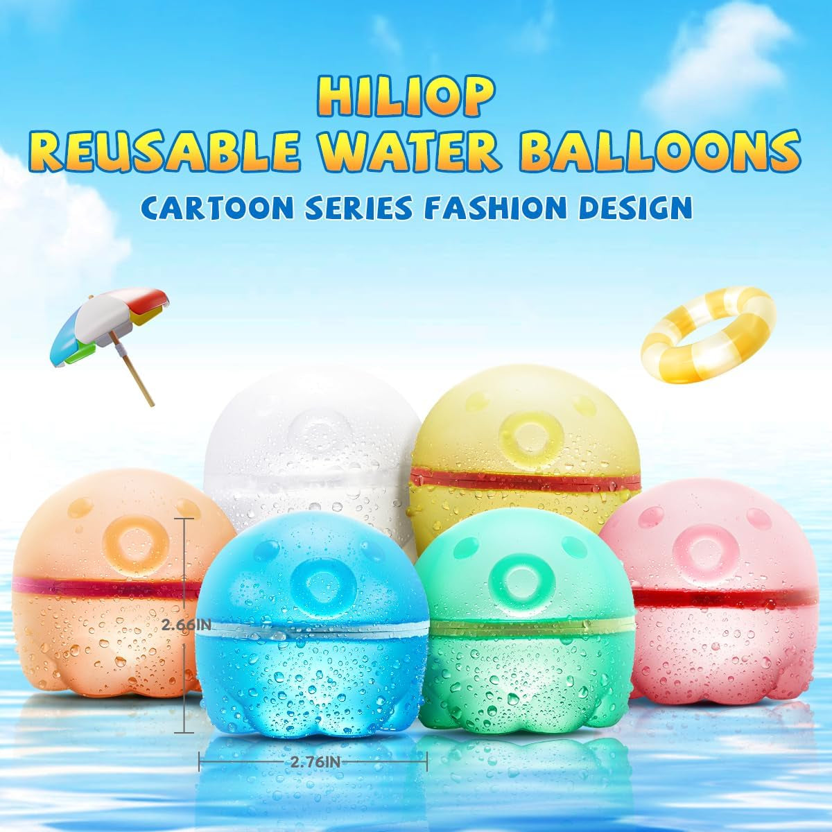 16PCS Reusable Water Balloons for Kids, Splash Refillable Water Balloons Bombs Self Sealing Quick Fill Magnetic with Mesh Bag