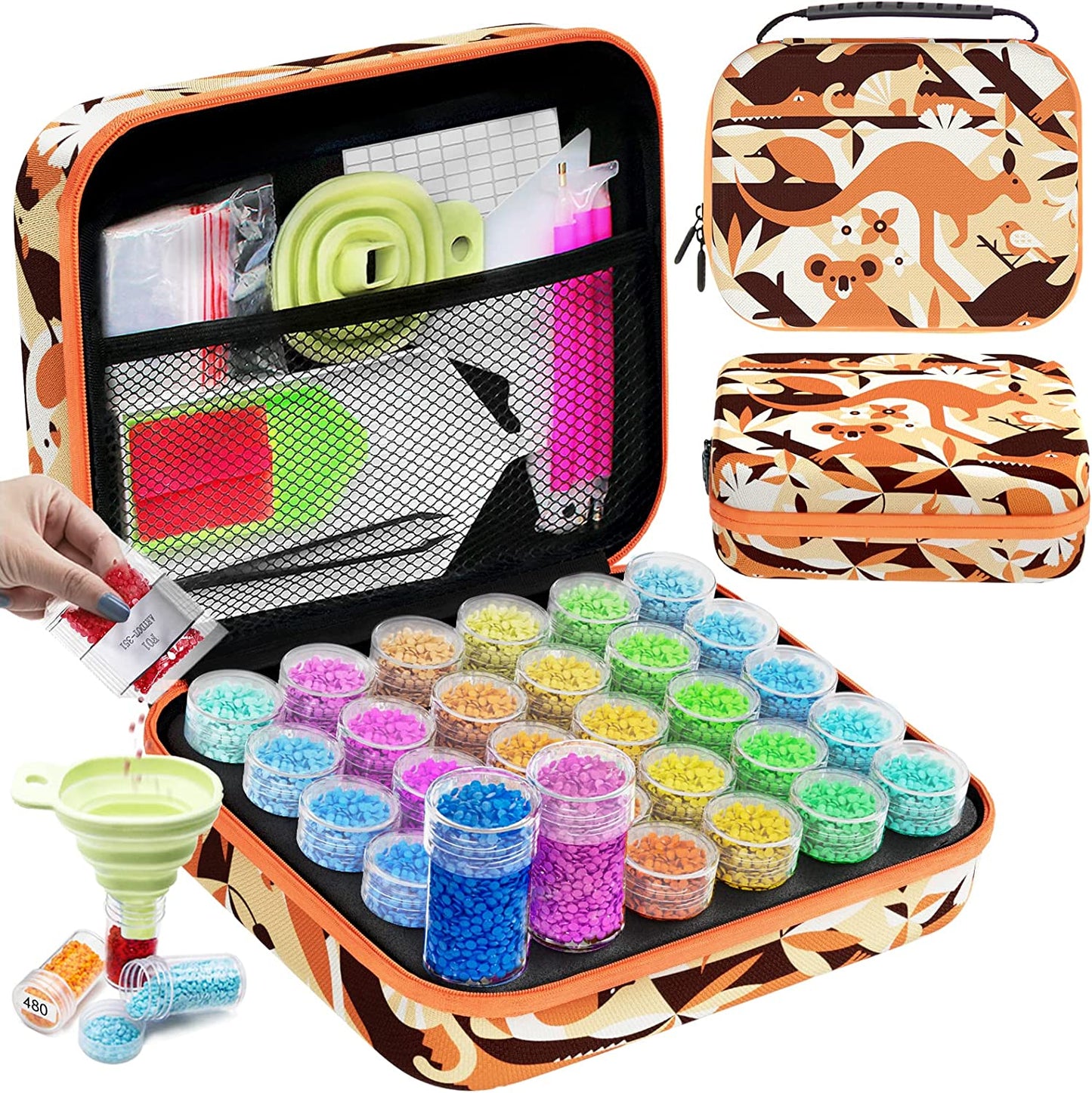 Diamond Painting Storage Boxes, 60 Slots Bead Storage with 5D Diamond Art Accessories and Tools Kit