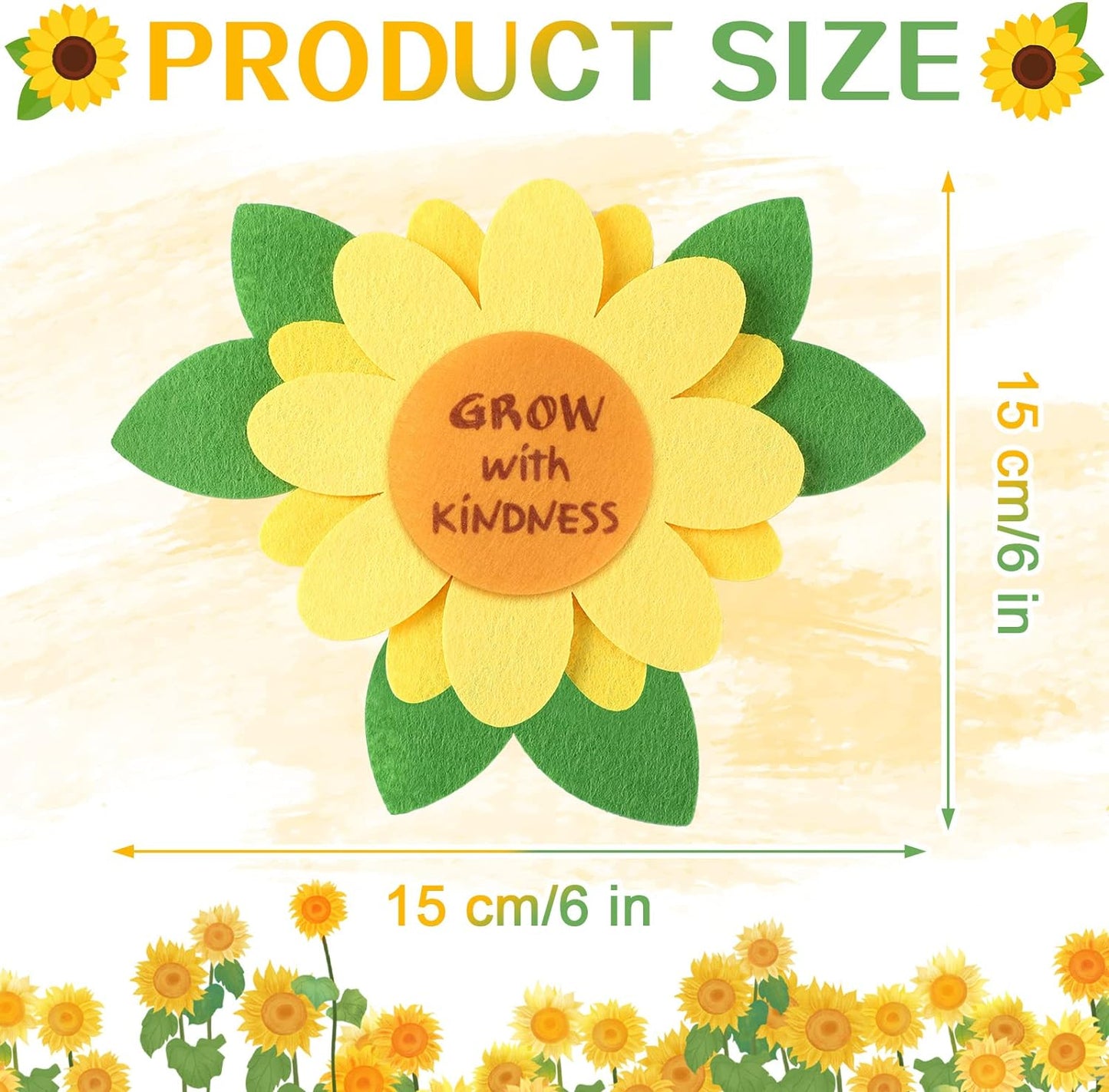 24 Pcs Be Kind Sunflower Craft Kit DIY Grow with Kindness Sign Craft Kit Sunday School Crafts Kids' Felt Craft Kits Bulk for Children Summer School Preschool Home Fun Activity Art Projects