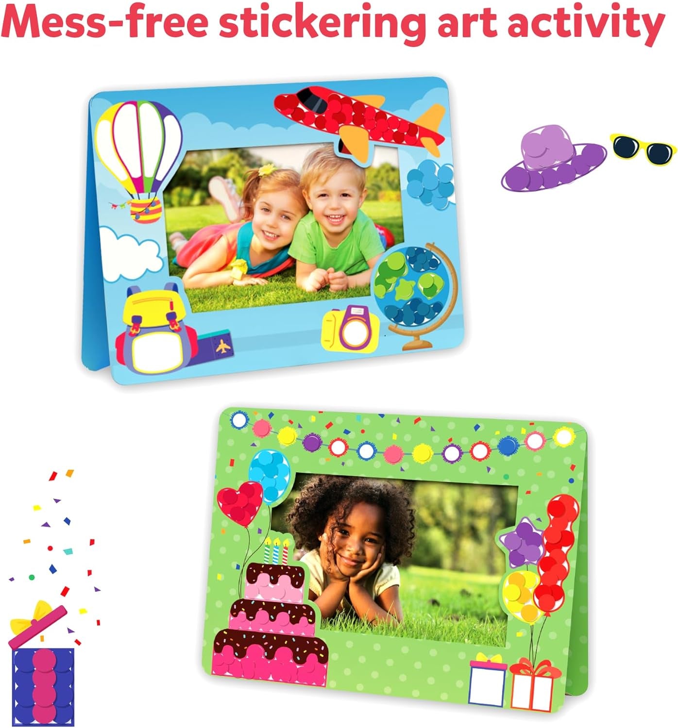 Art Activity - Dot It Photo Frames, Mess-Free Sticker Art for Kids, Craft Kits, DIY Activity, Gifts for Boys & Girls Ages 3, 4, 5, 6, 7, Travel Toys for Toddlers