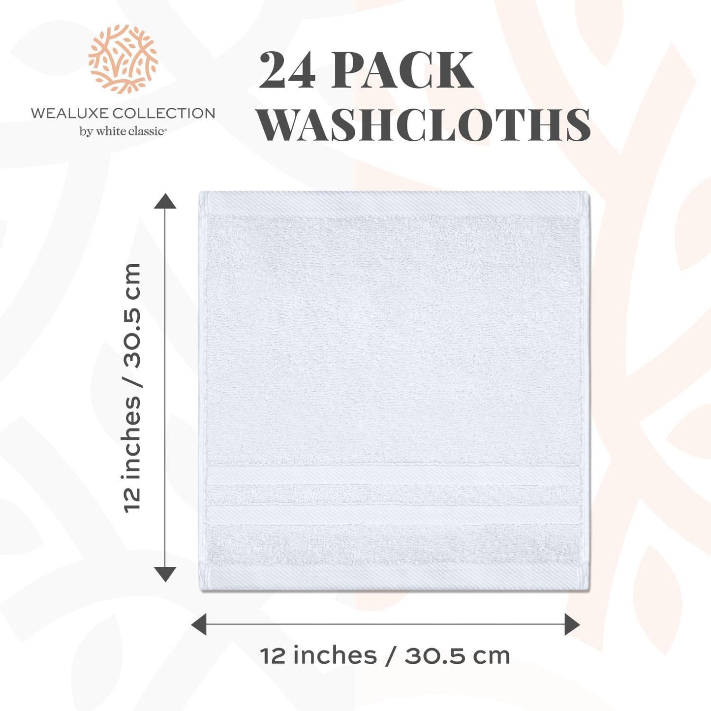 Wealuxe White Washcloths for Body and Face Towel Cotton Wash Cloths Bulk 24