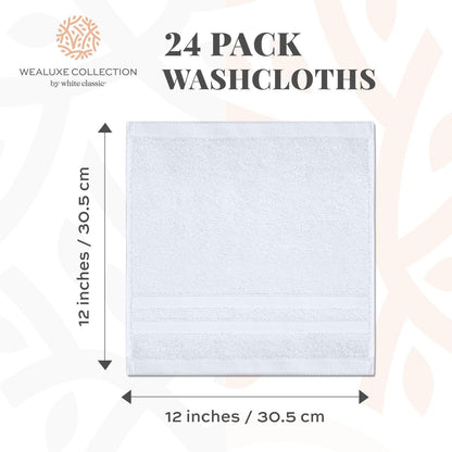 Wealuxe White Washcloths for Body and Face Towel Cotton Wash Cloths Bulk 24