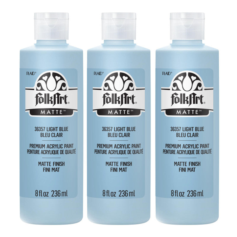 Acrylic Paint Matte, 8oz., Light Blue, Pack of 3